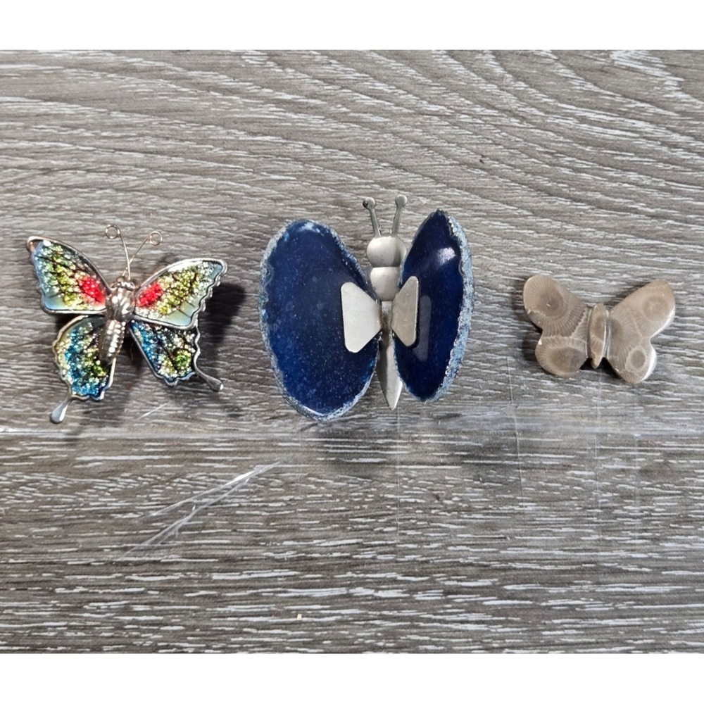 Butterfly Fridge Magnets‎ Lot Mixed Metal Resin Decorative Magnets Set of 3